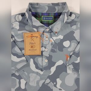 NEW William Murray Polo Shirt Mens Medium Camo Golf Titos Vodka Performance NWT